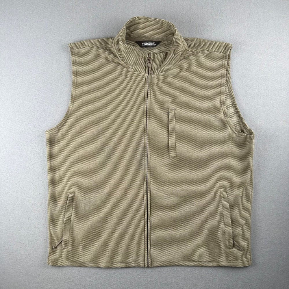 Mountain Khakis Vest Mens XL Tan Waffle Knit Full Zip Mock Neck Gorpcore 1397